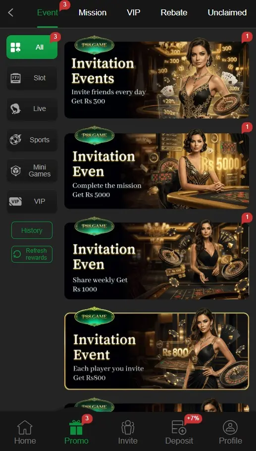 promotions and bonus section