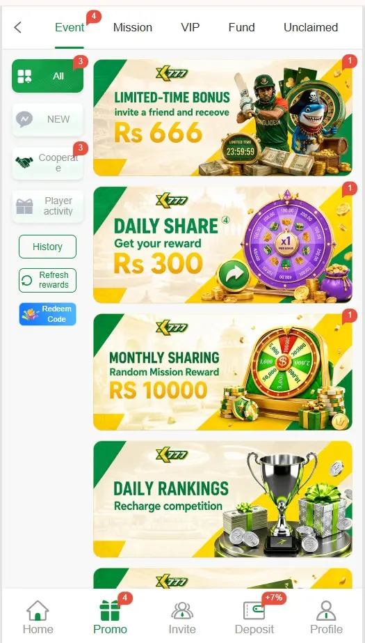 Check the latest promotions and available bonus offers.
